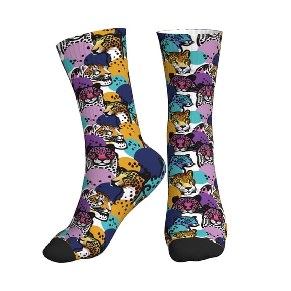 Crew Socks for Women Men Athletic - Retro Panther Soft Comfort Breathable Mid-Calf Sole Running Socks Womens Men