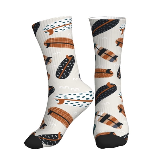 Crew Socks for Women Men Athletic - Summer surf boards Soft Comfort Breathable Mid-Calf Sole Running Socks Womens Men