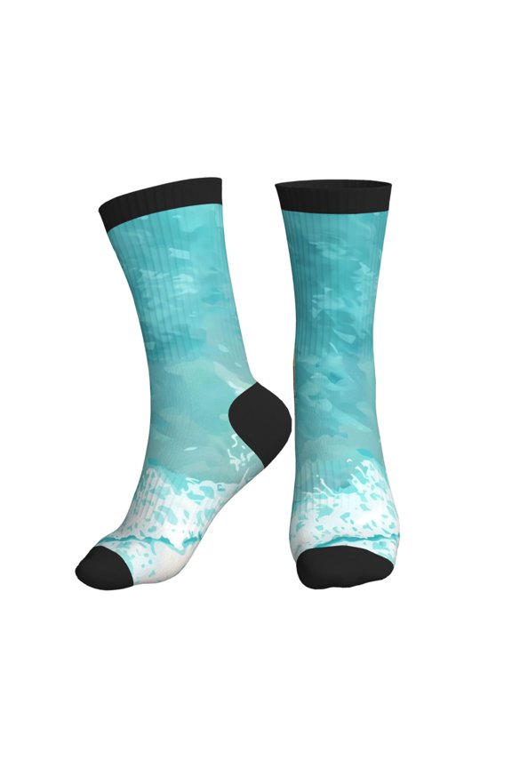 Crew Socks for Women Men Athletic - Tranquil Ocean Canoe Journey Soft Comfort Breathable Mid-Calf Sole Running Socks Womens Men
