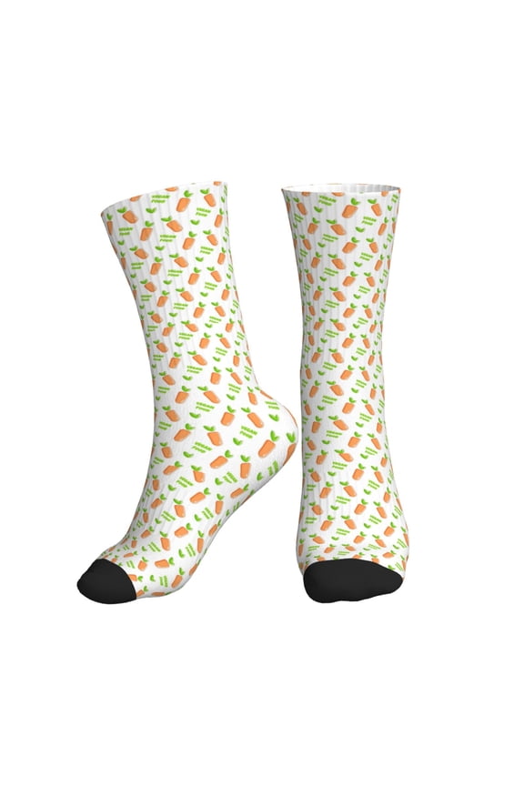 Crew Socks for Women Men Athletic - Vegan Fruit Carrot Soft Comfort Breathable Mid-Calf Sole Running Socks Womens Men