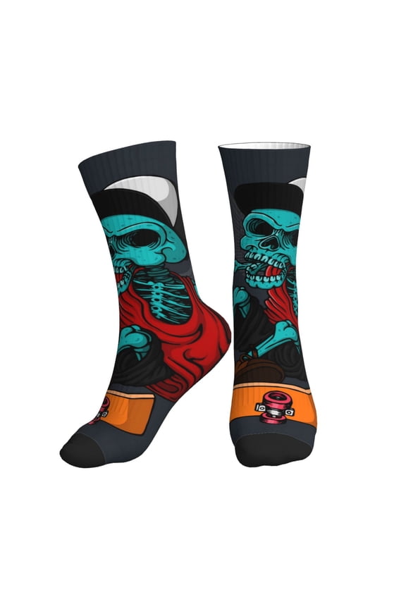 Crew Socks for Women Men Athletic - Winged Skater Skeleton Soft Comfort Breathable Mid-Calf Sole Running Socks Womens Men