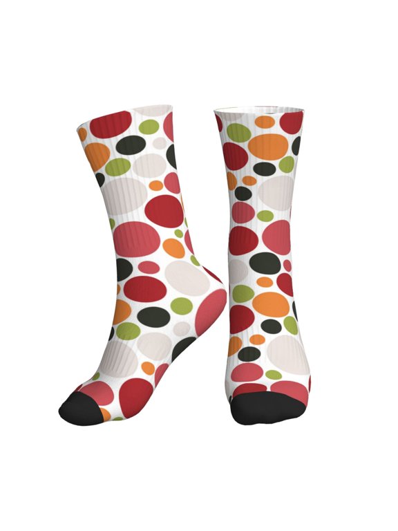 Crew Socks for Women Men Athletic - coloured dots pattern Soft Comfort Breathable Mid-Calf Sole Running Socks Womens Men