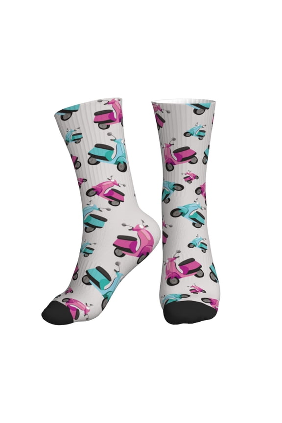 Crew Socks for Women Men Athletic - electric Bike Pattern Soft Comfort Breathable Mid-Calf Sole Running Socks Womens Men