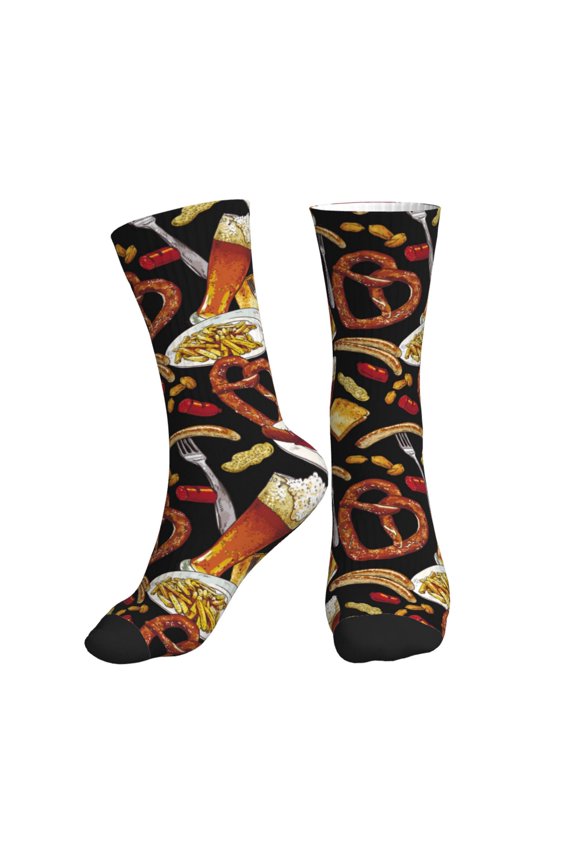 Crew Socks for Women Men Athletic - fries beer sausage Soft Comfort Breathable Mid-Calf Sole Running Socks Womens Men