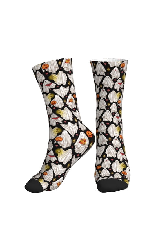 Crew Socks for Women Men Athletic - funny ghost halloween Soft Comfort Breathable Mid-Calf Sole Running Socks Womens Men