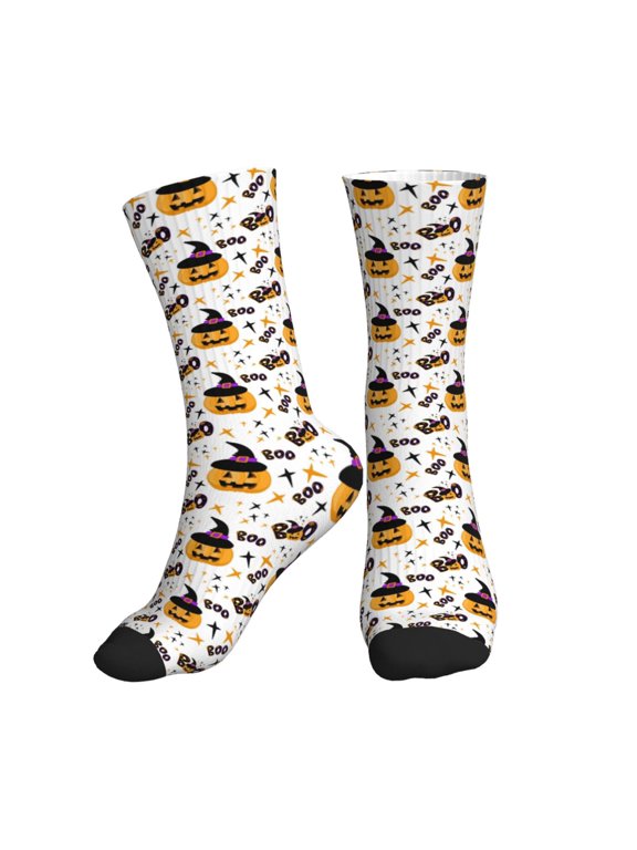 Crew Socks for Women Men Athletic - halloween pumpkin hat boo Soft Comfort Breathable Mid-Calf Sole Running Socks Womens Men
