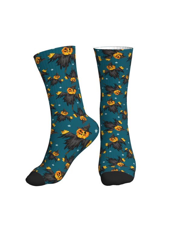 Crew Socks for Women Men Athletic - halloween pumpkins scarecrow Soft Comfort Breathable Mid-Calf Sole Running Socks Womens Men