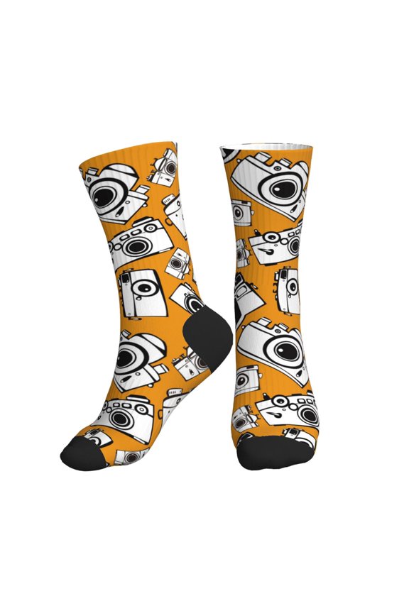 Crew Socks for Women Men Athletic - line camera Soft Comfort Breathable Mid-Calf Sole Running Socks Womens Men