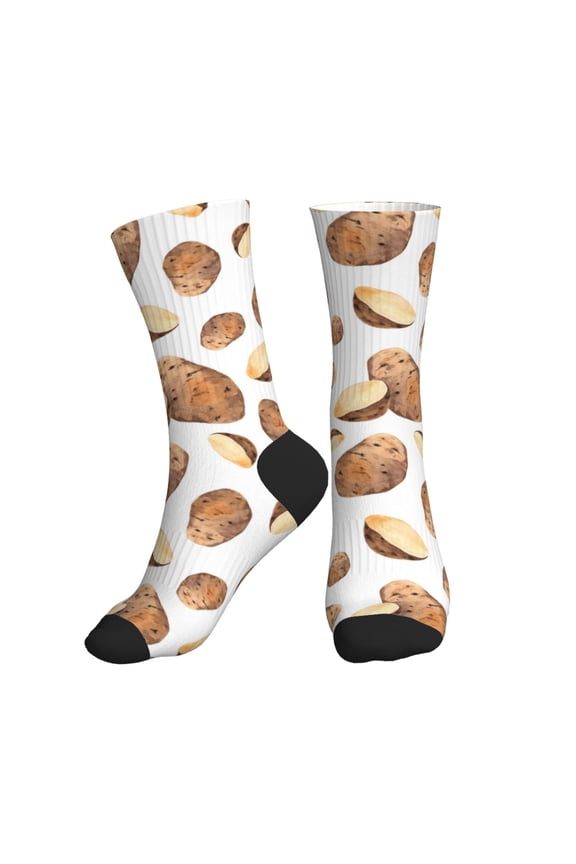 Crew Socks for Women Men Athletic - potato pattern Soft Comfort Breathable Mid-Calf Sole Running Socks Womens Men
