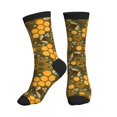 thumbnail image 1 of Crew Socks for Women Men, Bees and Honeycombs  Moisture Running Athletic Football Striped Socks Cushion Tube Socks, 1 of 7