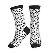 Crew Socks for Women Men, Black white Irregular polka dot  Moisture Running Athletic Football Striped Socks Cushion Tube Socks