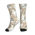 Crew Socks for Women Men Bohemian Flower Cute Rabbit White Athletic