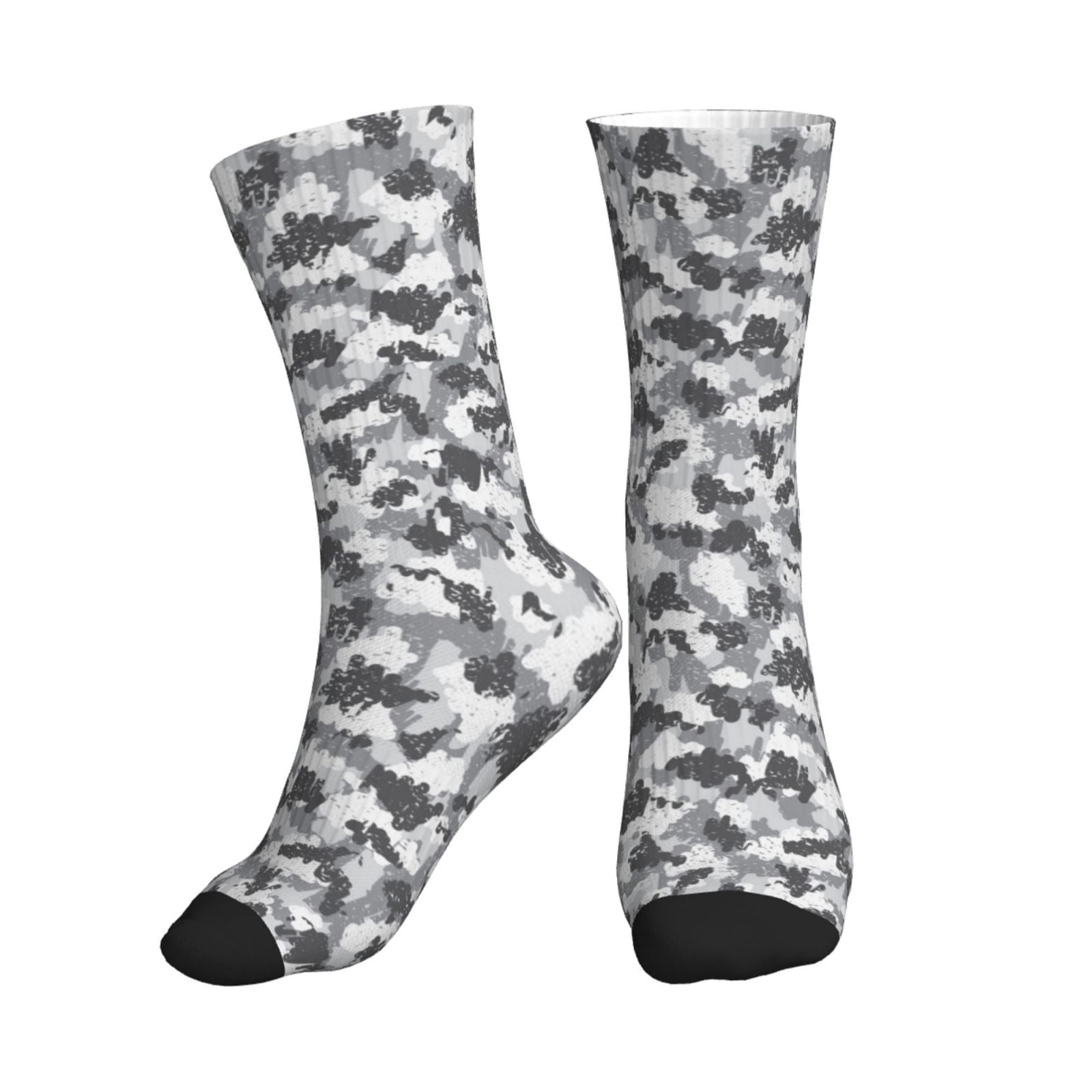 Crew Socks for Women Men, Camouflage Grey Soft Moisture Soft Running