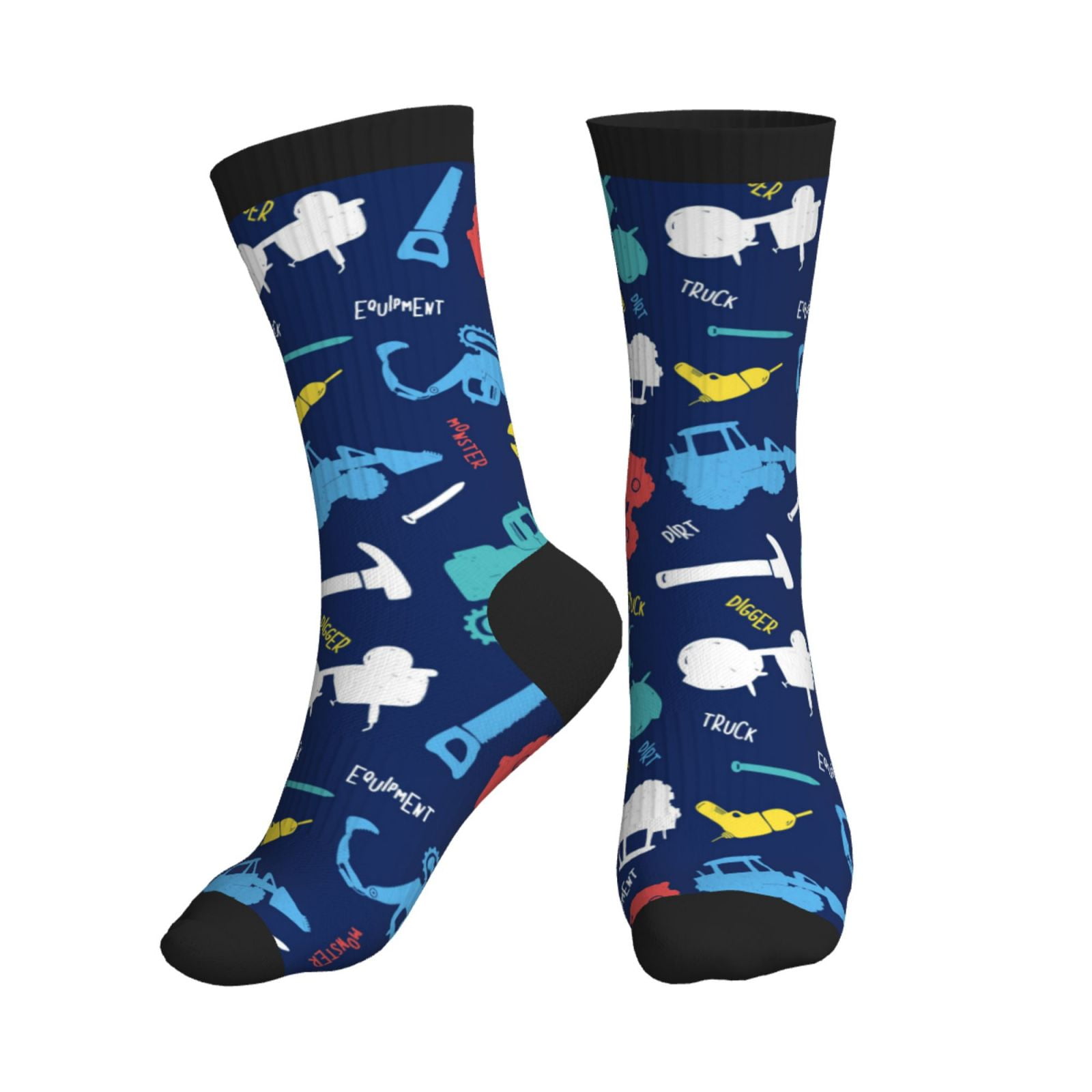 Crew Socks for Women Men, Colorful Excavator Soft Moisture Soft Running