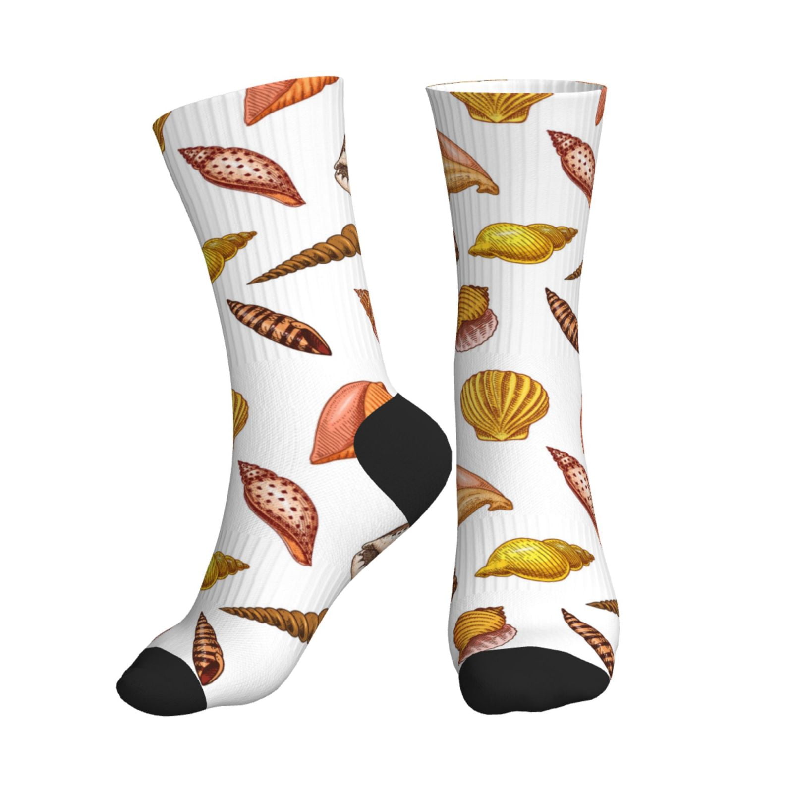 Crew Socks for Women Men - Conch Shells Print No.9025 Athletic Running ...
