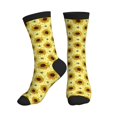 thumbnail image 1 of Crew Socks for Women Men, Cute bees sunflowers checkered  Moisture Running Athletic Football Striped Socks Cushion Tube Socks, 1 of 7