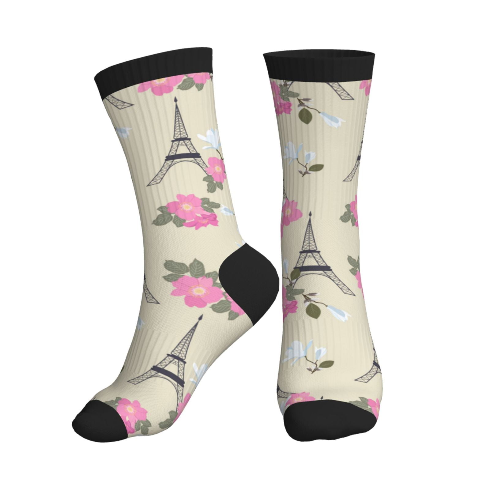 Crew Socks for Women Men, Eiffel flower Towers Soft Moisture Soft