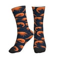 Crew Socks for Women Men, Orange Shrimp Print Soft Moisture Soft