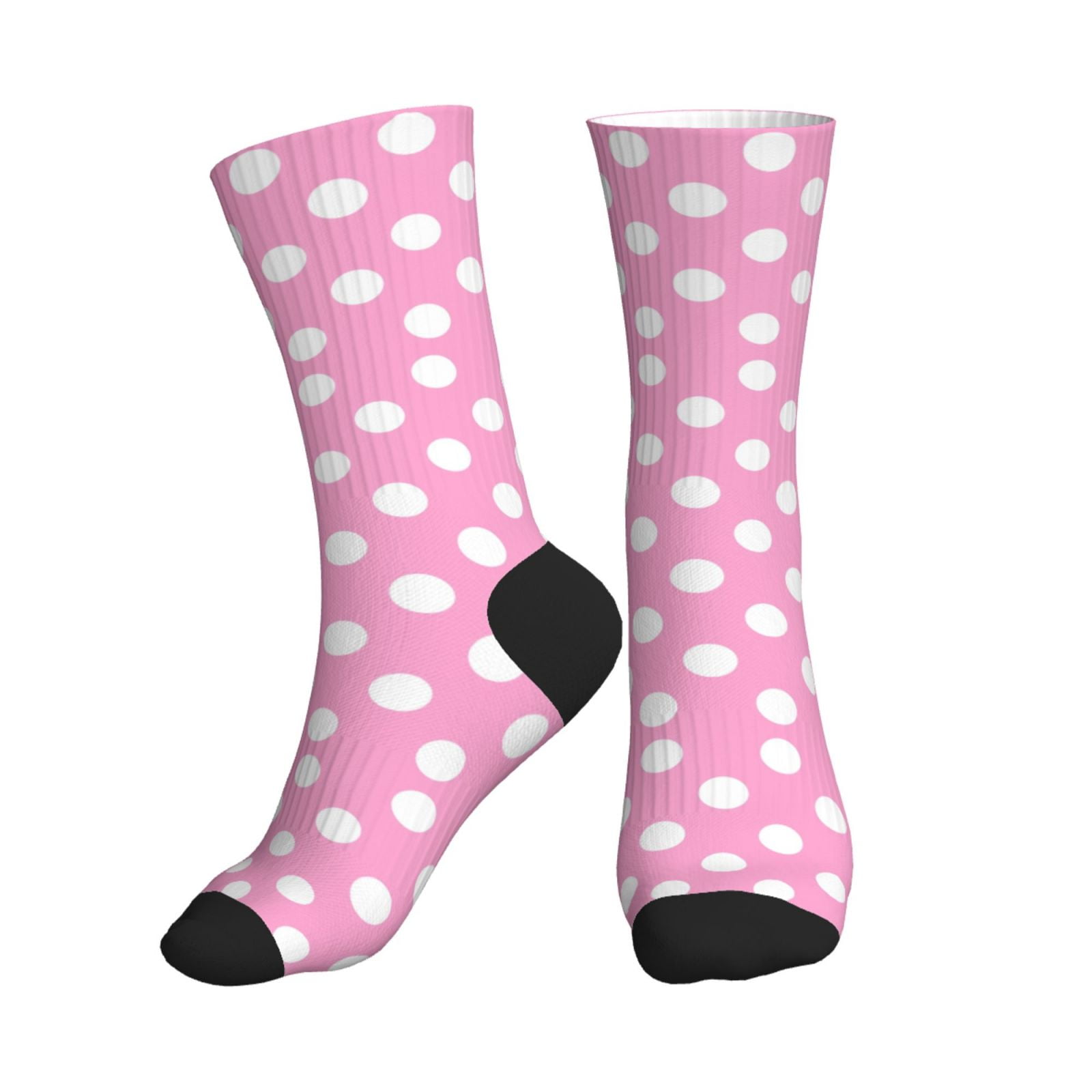 Crew Socks for Women Men, Pink And White Polka Dot Thin Cotton Socks
