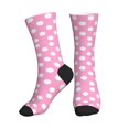 Crew Socks for Women Men, Pink And White Polka Dot Thin Cotton Socks