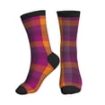 thumbnail image 1 of Crew Socks for Women Men, Purple Yellow Buffalo Plaid  Moisture Running Athletic Football Striped Socks Cushion Tube Socks, 1 of 7