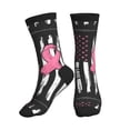 thumbnail image 1 of Crew Socks for Women Men, Ribbon Breast Cancer Awareness  Moisture Running Athletic Football Striped Socks Cushion Tube Socks, 1 of 7