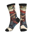 thumbnail image 1 of Crew Socks for Women Men, Samurai Frog Guitar  Moisture Running Athletic Football Striped Socks Cushion Tube Socks, 1 of 7