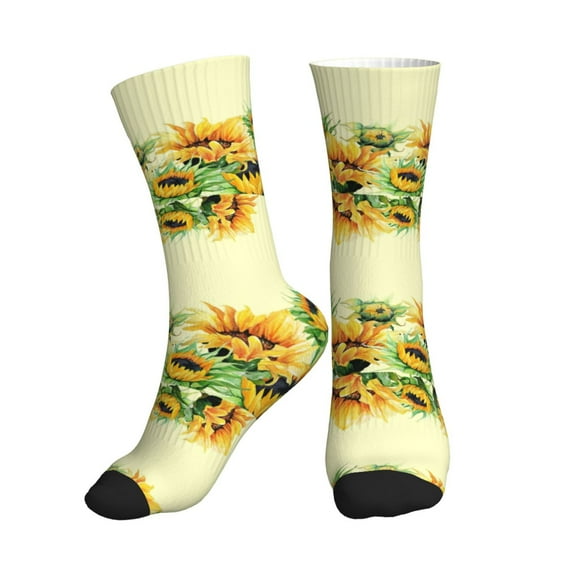 Crew Socks for Women Men, Sunflowers Cute  Moisture Running Athletic Football Striped Socks Cushion Tube Socks