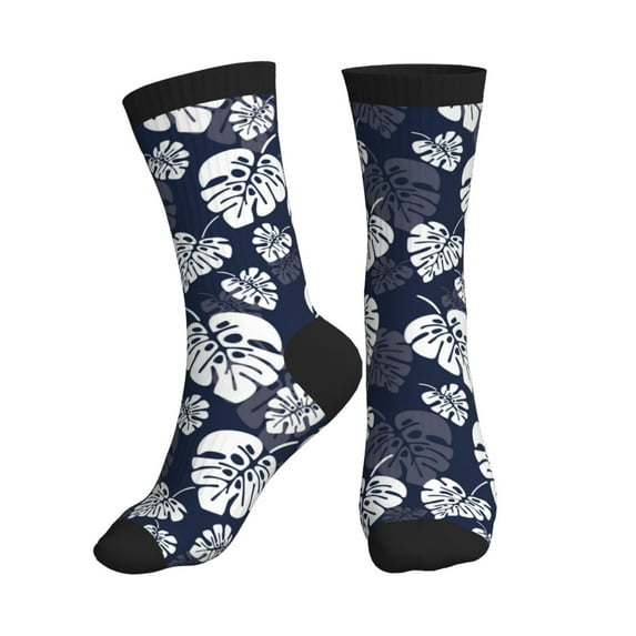 Crew Socks for Women Men - white leaves Athletic Running Socks Breathable Crew Socks Casual Calf Socks