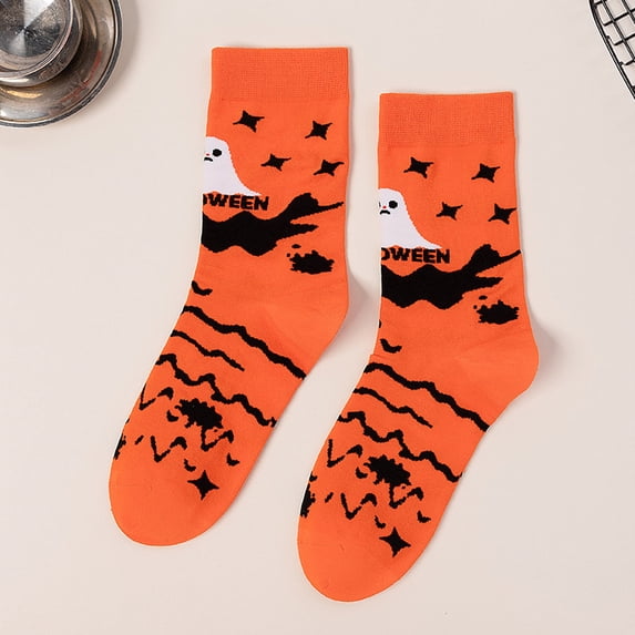 Crew Socks for Women Novelty Funny Halloween Pumpkin Bat Print Cotton Warm Winter Sock Cosplay Costume Accessories