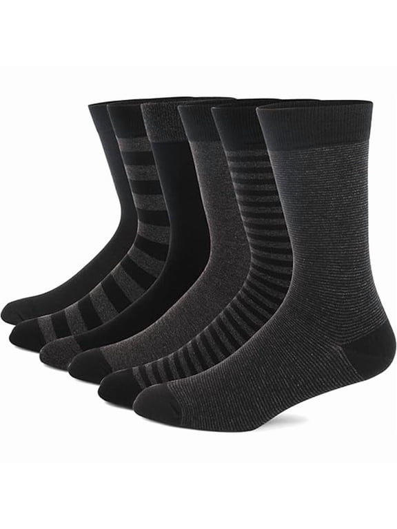 5 Pairs Men's Cotton Crew Socks - Moisture-Wicking Black Dress Socks, Anti-Odor & Breathable for Business/Casual, Size 8-13
