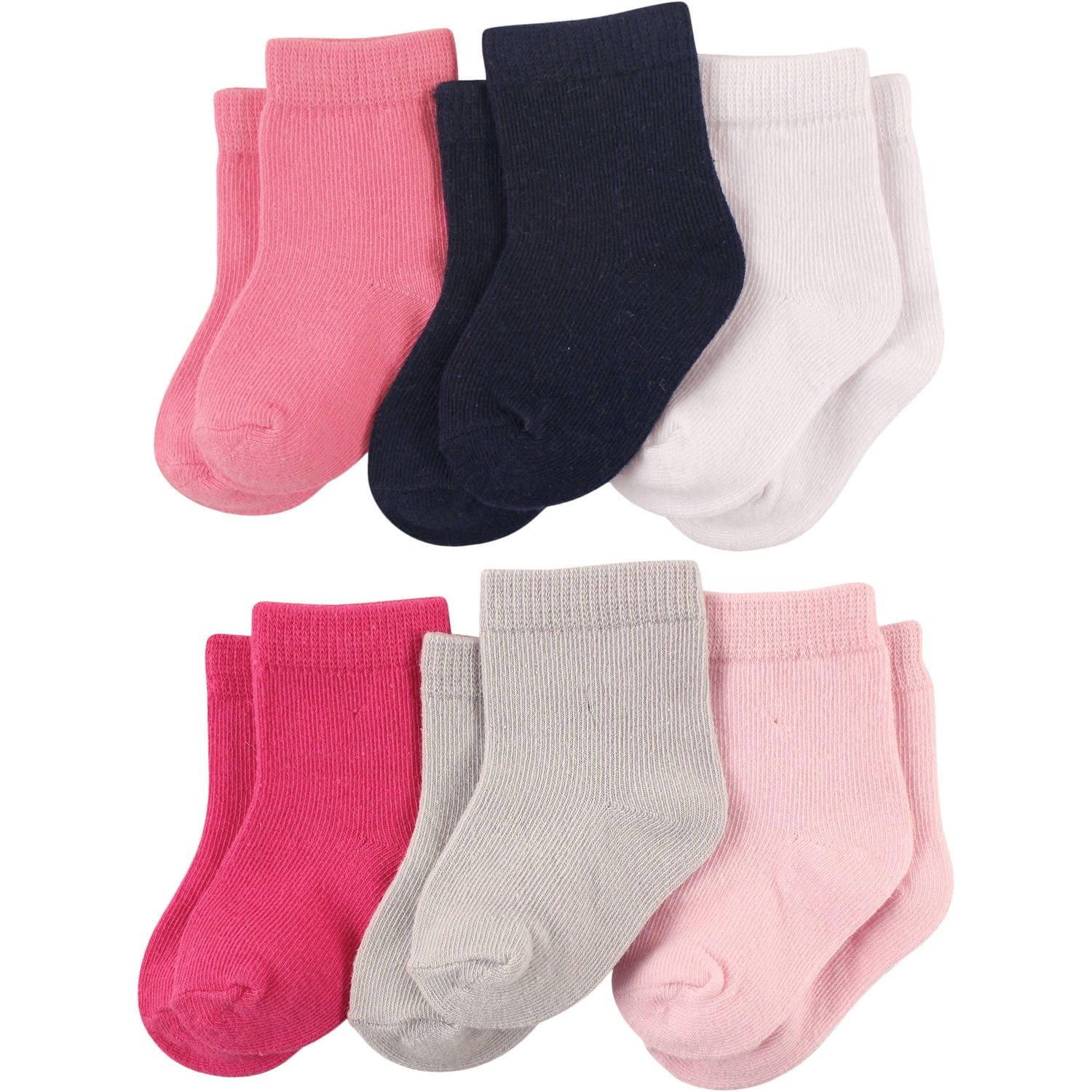 Crew Socks with Grippers, 6Pack (Baby Girls)