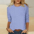 thumbnail image 1 of Crew Sweatshirts Womens Fashion Solid Loose T-Shirt Mid-Length 3/4 Sleeves Blouse Round Neck Casual Tops Free People Top Christmas Gifts, 1 of 6