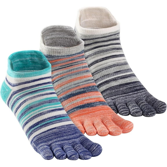 Crew Toe Sock, Cotton Ankle Sock & Stocking, Arch Support, Running Five-Toe Design(3&6pairs)