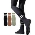 thumbnail image 1 of Crew Toeless Non-Slip Grip Socks - Anti Skid Yoga, Barre, Pilates, Home & Leisure, Pedicure - L/XL - 1 pair Ella Midnight D226, 1 of 6