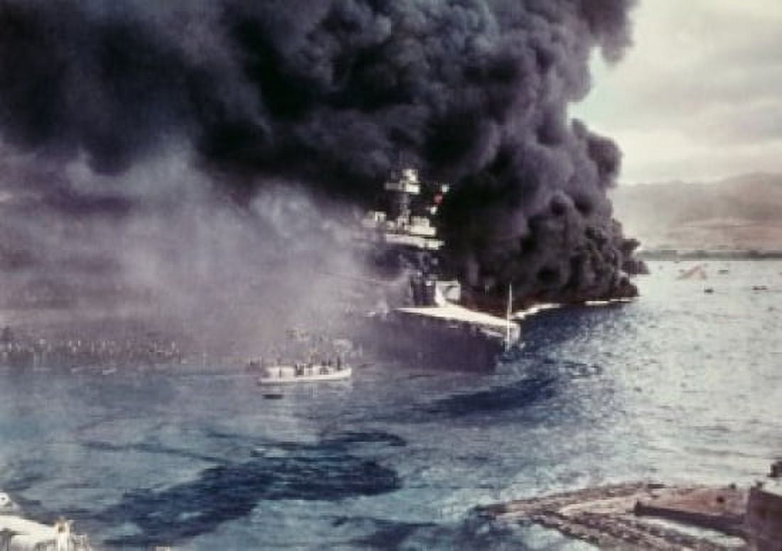 Crew departing the USS California Pearl Harbor Hawaii USA December 7 1941 Canvas Art - (18 x 24)