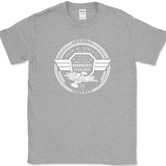 Crew of the Serenity T-Shirt Sci Fi FireFly TV Show Space Graphic Tee - Heather Grey, L