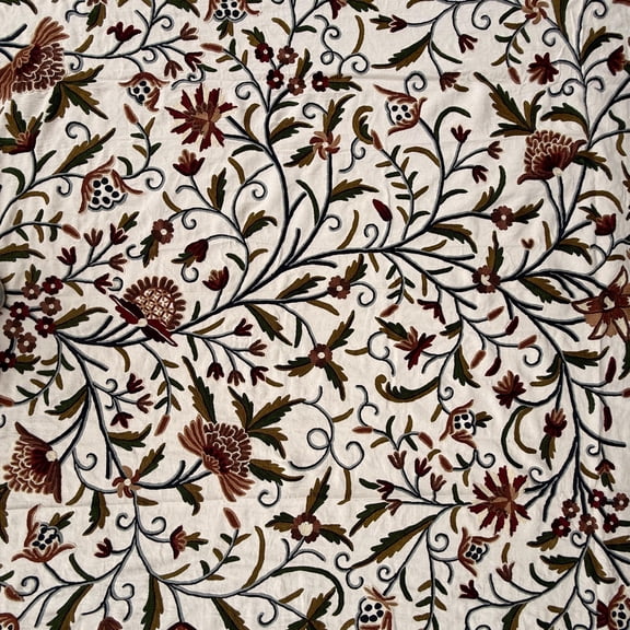 Crewel Hand Embroidered Fabric-Kashmir Crewel-Cotton Base-Myth D/7 Multi Color