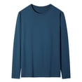 thumbnail image 1 of Crewneck Baselayer Tops Mens Cotton Thermal Underwear Long Sleeve Soft Cozy Shirts Pullover Dark Blue, M, 1 of 1
