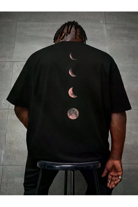 Crewneck Crewneck Moon Phases Graphic Vintage Grunge Y2k Cotton Men's Women's T-Shirt