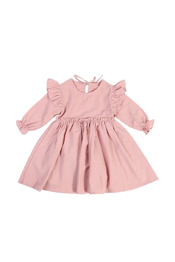 Crewneck Dresses for Girl Fall Winter Cap Long Sleeve Midi Victorian Goddess Western Renaissance Plain Steampunk Dresses Girl 2026 Soft Comfy Clothing Trendy 3 Years