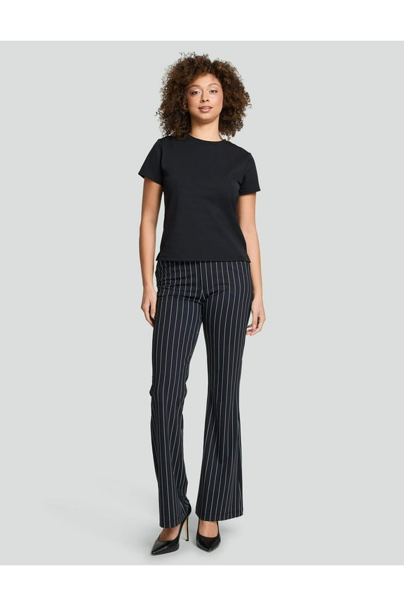 Classic-Fit Tailored Athleisure Black, Crewneck Luxe Tee (Women's)