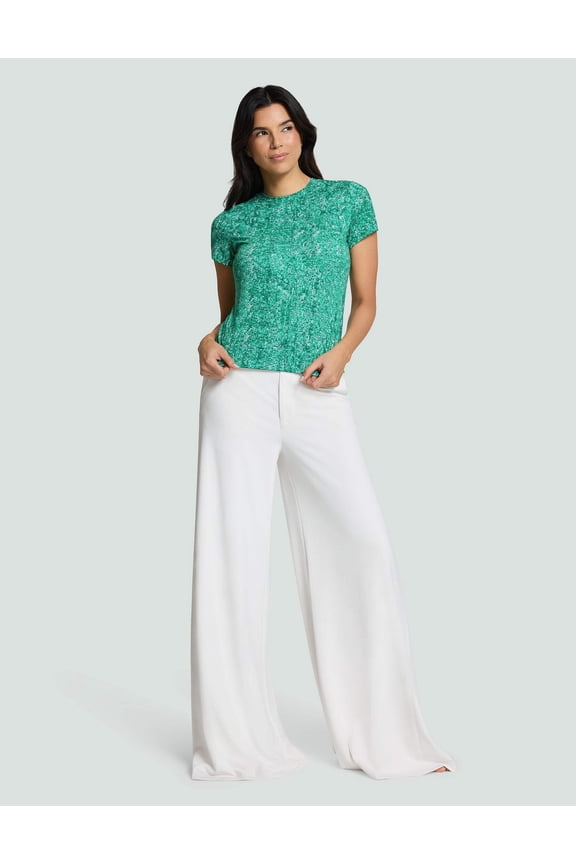 Short-Sleeve Printed Sequin Athleisure Green, Signature Luxe Tee (Women's)