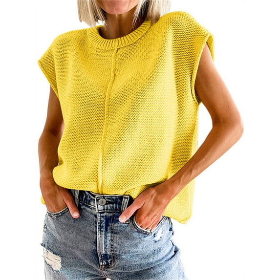 Crewneck Short Sleeved Women Sweater Casual Knit Pullover Jumper