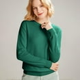 thumbnail image 1 of Crewneck Sweater for Women Long Sleeve Warm Soft Lightweight Knit Pullover Dark Green S, 1 of 9