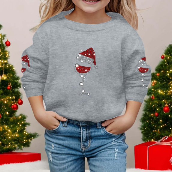Crewneck Sweatshirt Boys Girls Christmas Crew Neck Long Sleeve Hoodless Sweatshirt Grey 7-8 Years