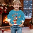 thumbnail image 1 of Crewneck Sweatshirt Boys Girls Christmas Reindeer Crew Neck Long Sleeve Hoodless Sweatshirt Blue 2-3 Years, 1 of 4