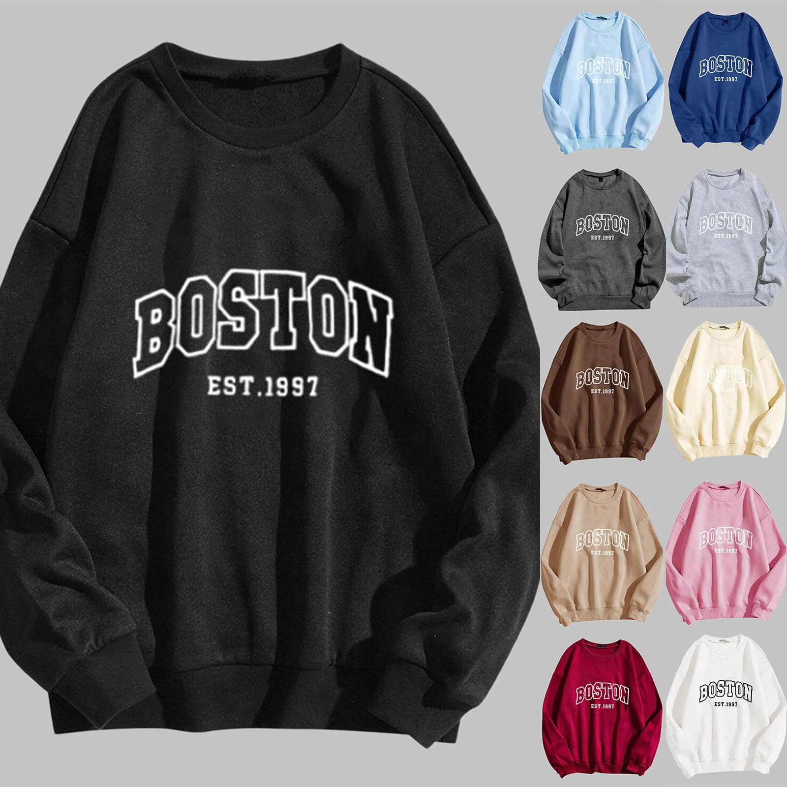 Crewneck Sweatshirt Hoodless Pullover Hatless Sweatershirt Sports ...