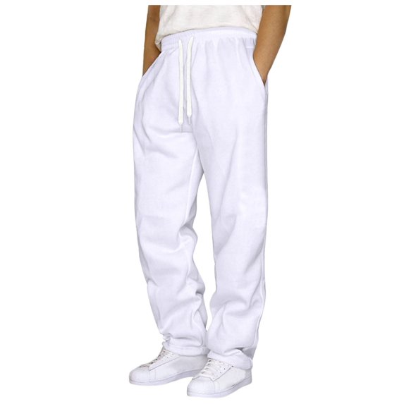 Crewneck Sweatshirt Men Track Pants Men Fleece Wide Leg Sweatpants with Pockets, Open Bottom Workout Sweatpants for Men