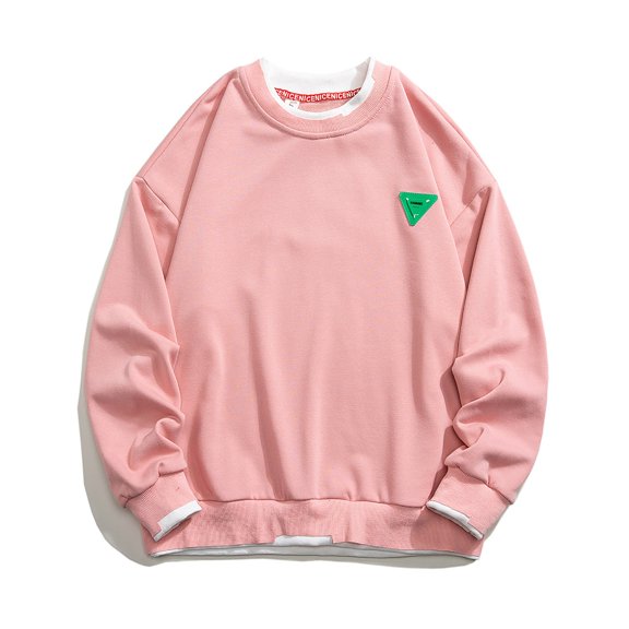 Crewneck Sweatshirt Qiggri Men's Casual Top Round Neck Fake Two-Piece Sports Top Long Sleeved Top